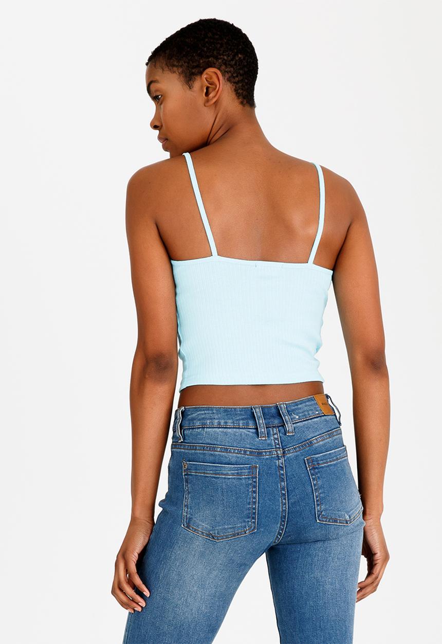 c(inch) - Ribbed Cropped Top Pale Blue