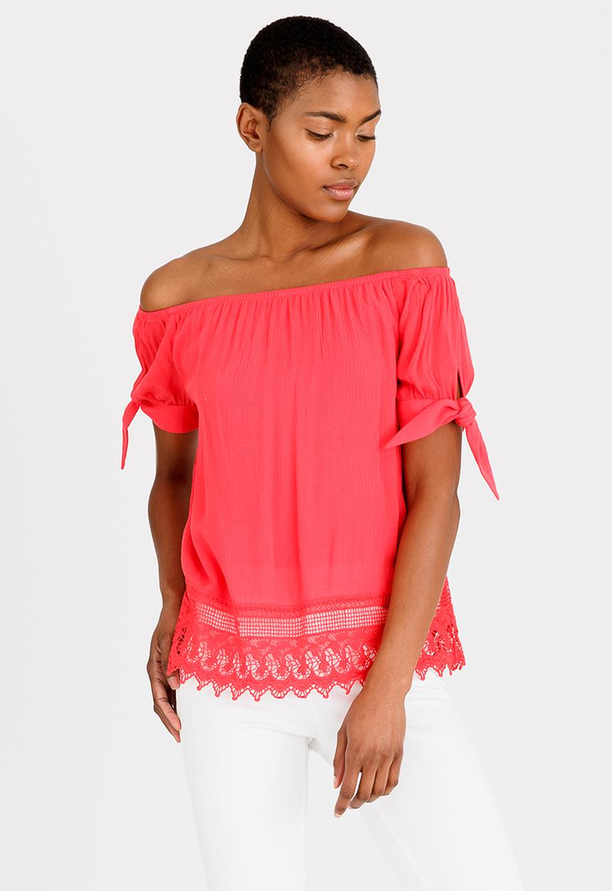 Vero Moda - Aya Off-the-shoulder Top Red