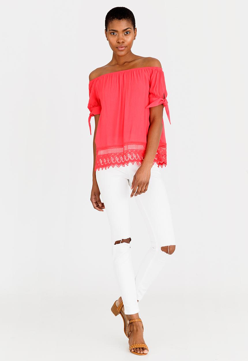Vero Moda - Aya Off-the-shoulder Top Red