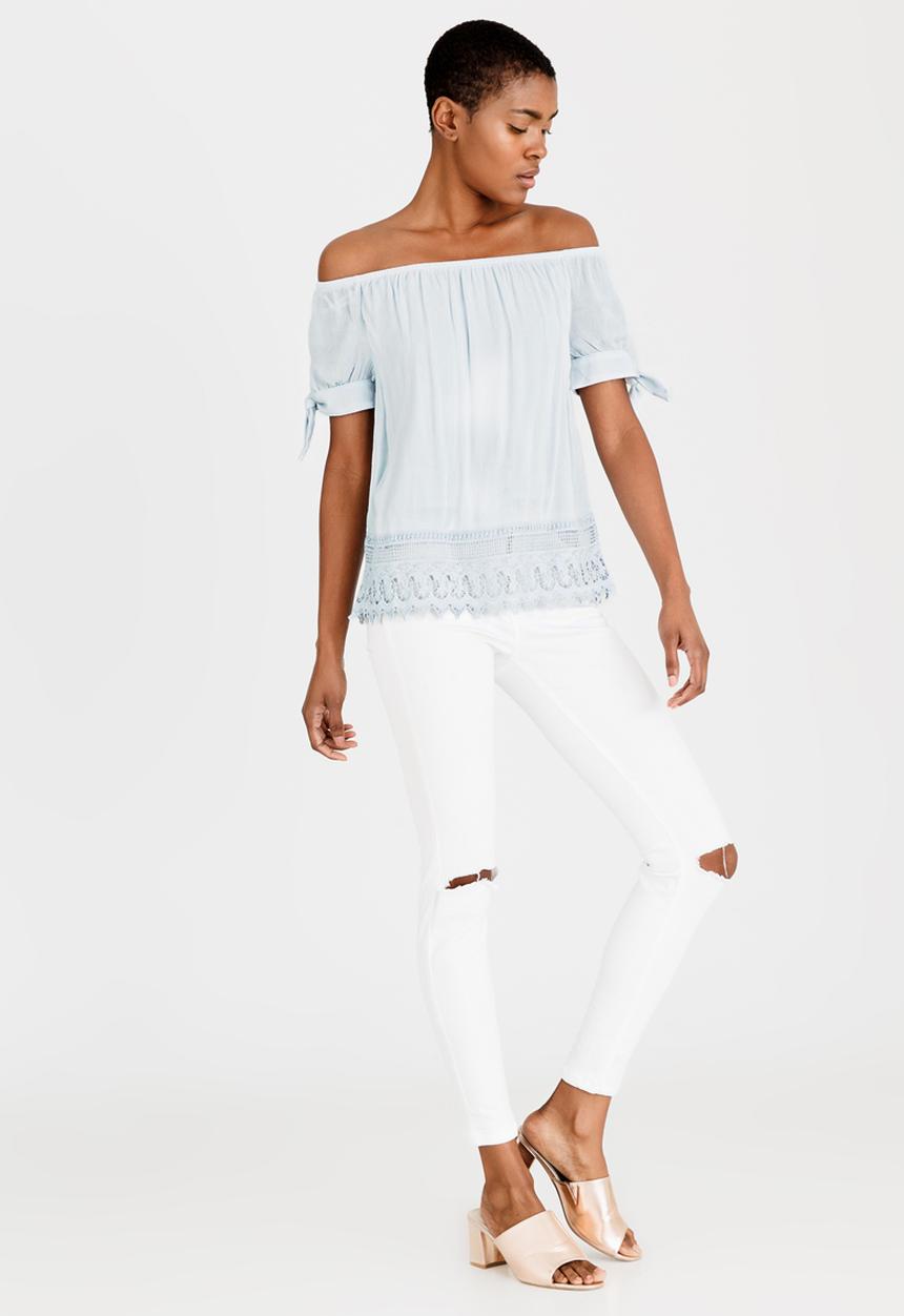 Vero Moda - Aya Off-the-shoulder Top Pale Blue