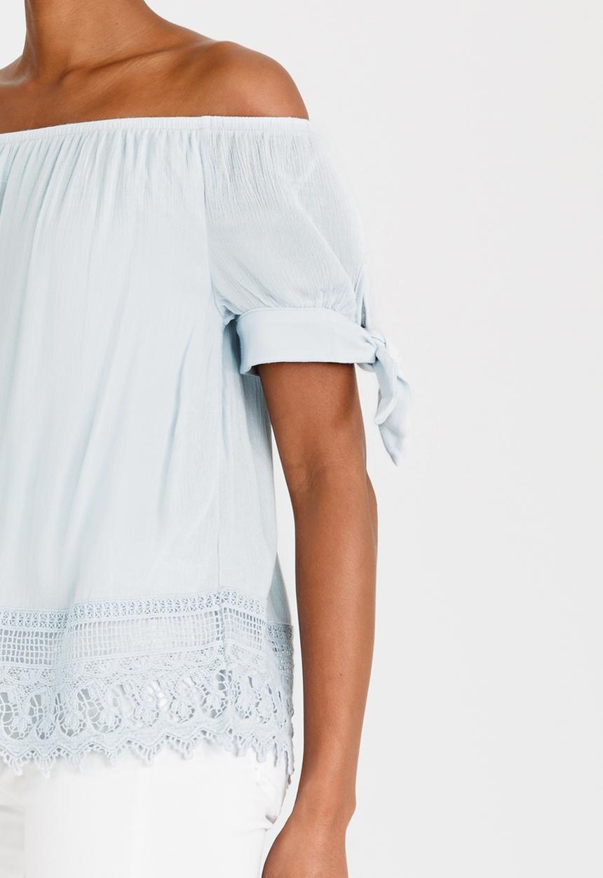 Vero Moda - Aya Off-the-shoulder Top Pale Blue