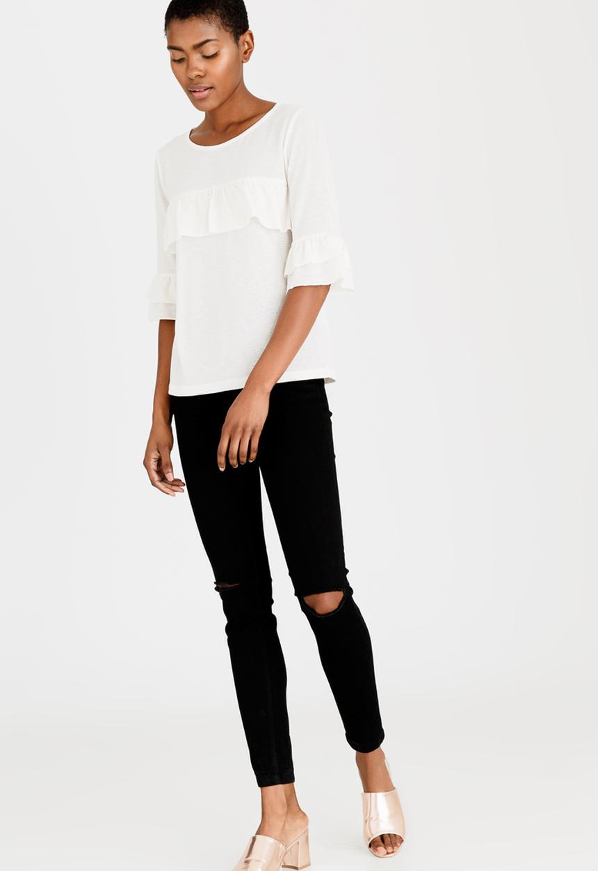Vero Moda - Krista Short Sleeve Frill Detail Top White