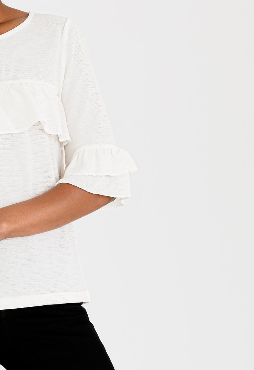 Vero Moda - Krista Short Sleeve Frill Detail Top White
