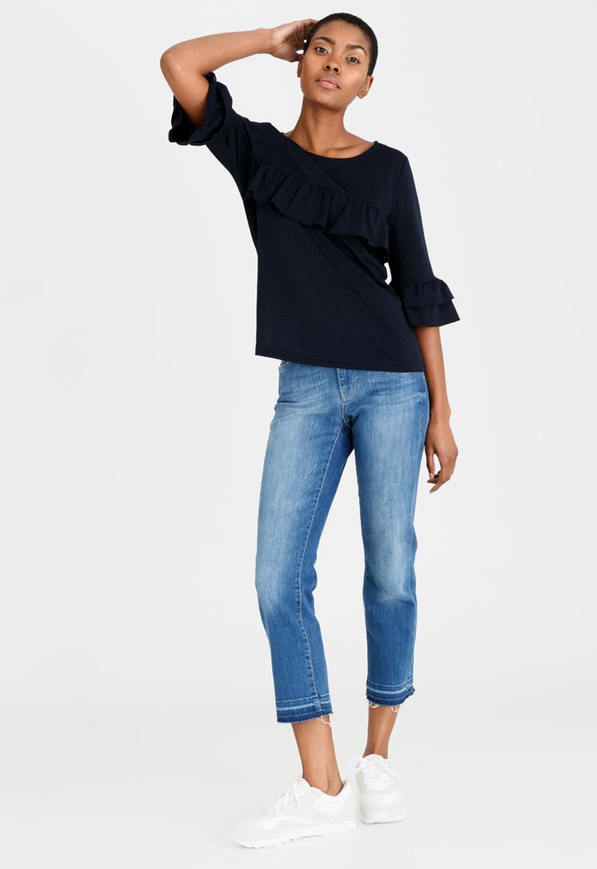 Vero Moda - Krista Short Sleeve Frill Detail Top Navy