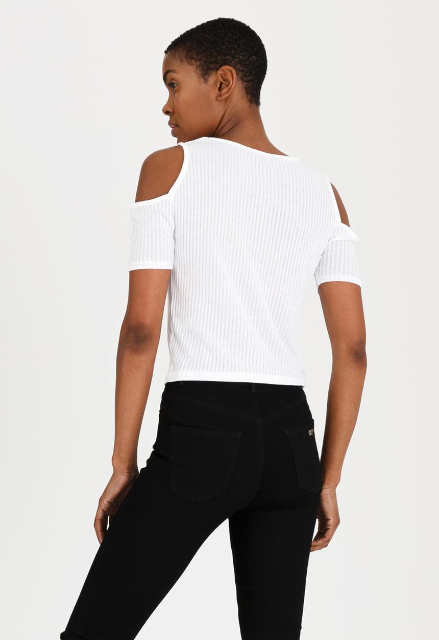 c(inch) - Cold Shoulder T-shirt White