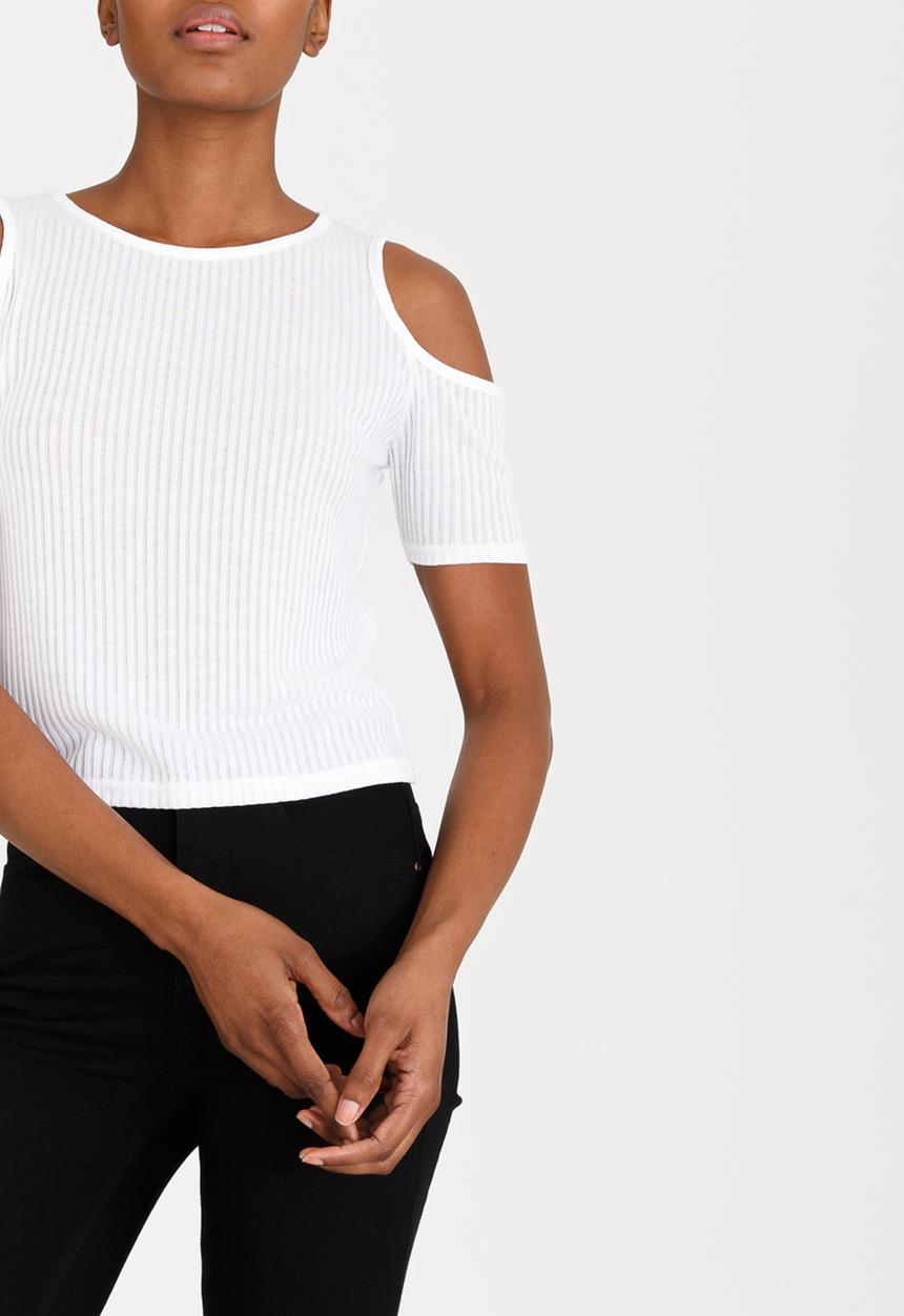 c(inch) - Cold Shoulder T-shirt White
