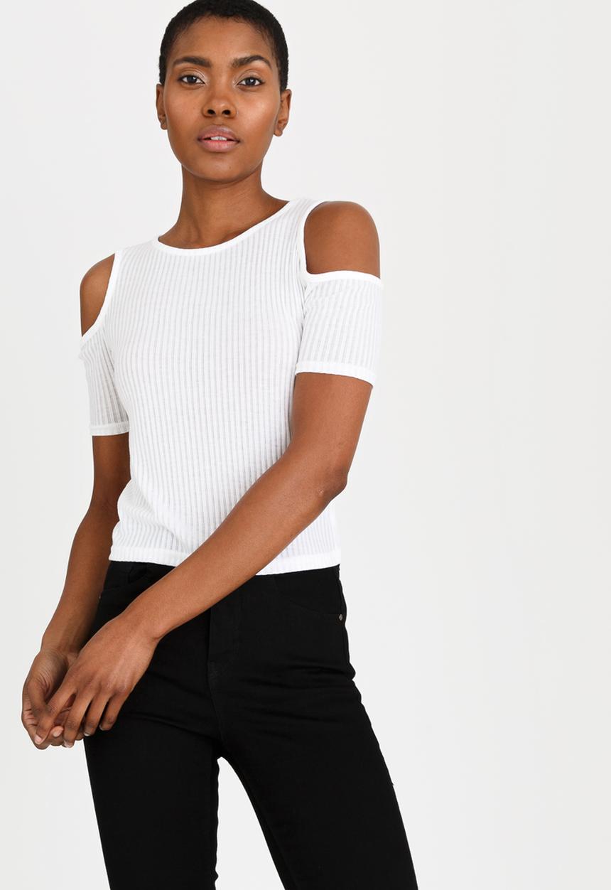 c(inch) - Cold Shoulder T-shirt White
