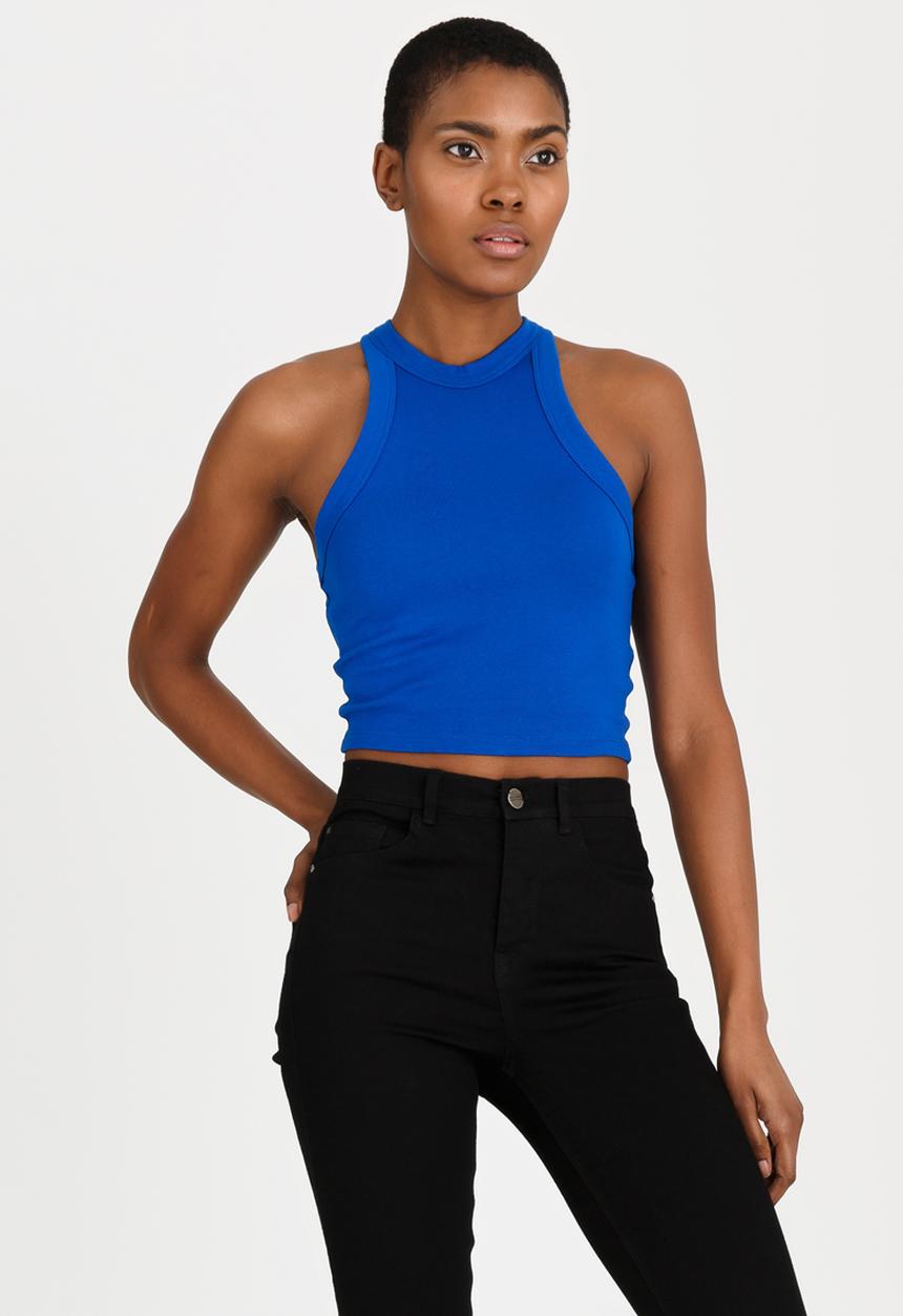 c(inch) - High Neck Cropped Top Blue