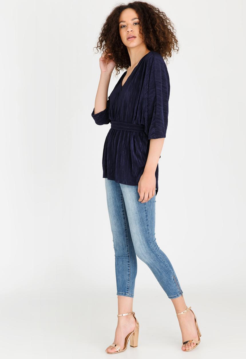 RUFF TUNG - Drape Top with Belt detail Navy