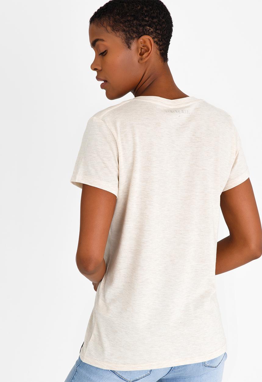 JEEP - Embroidered V-neck Tee Neutral