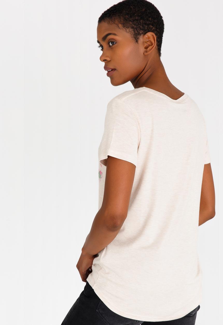 JEEP - Printed Scoop Neck Tee Stone