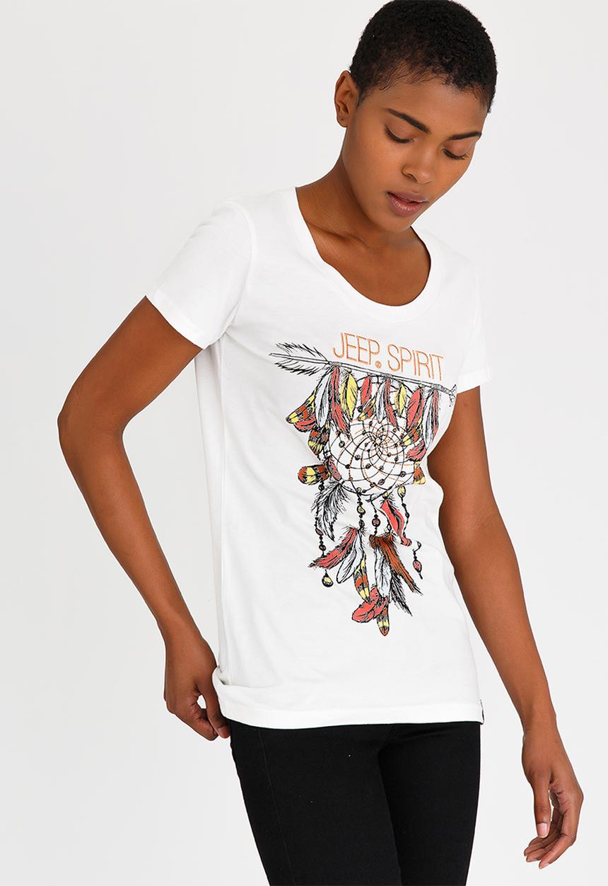 JEEP - Printed and Embroidered Tee Off White