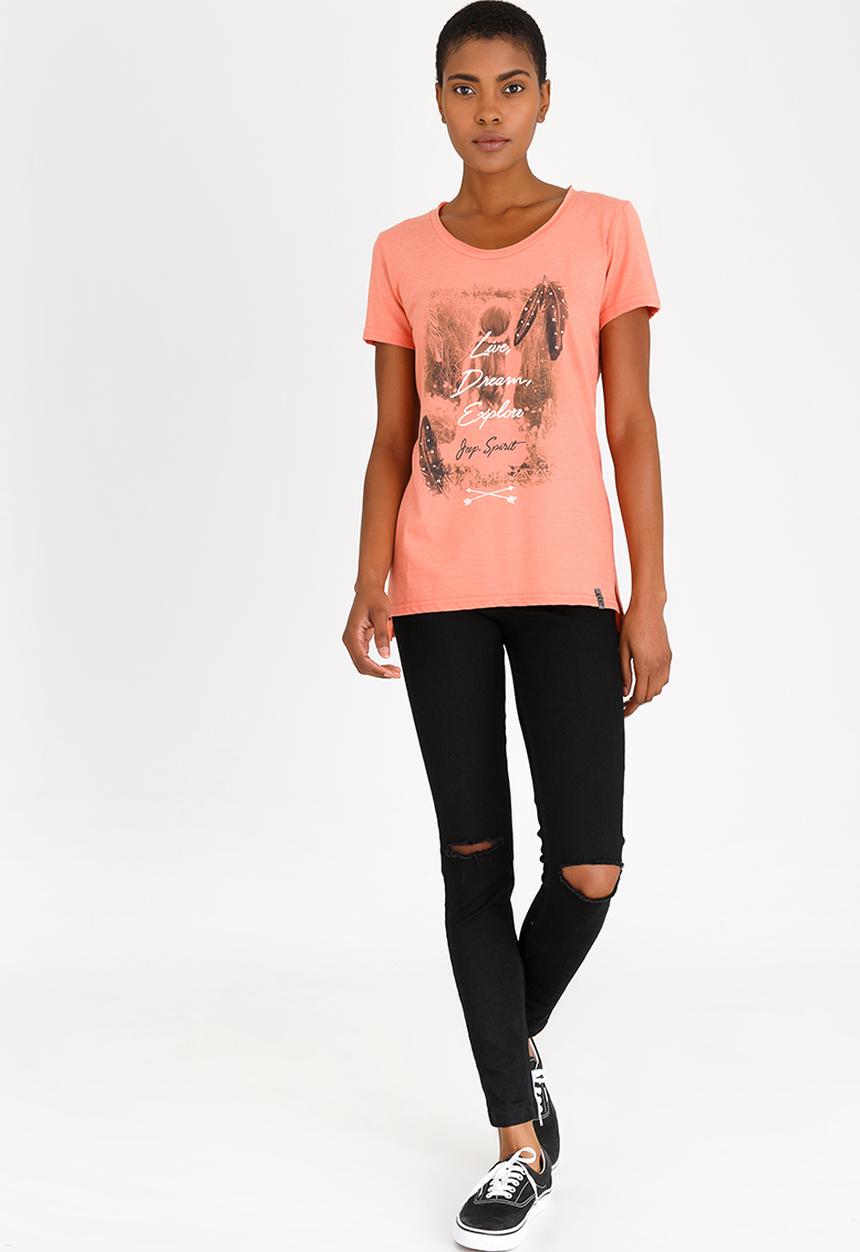 JEEP - Printed Embellished Tee Coral