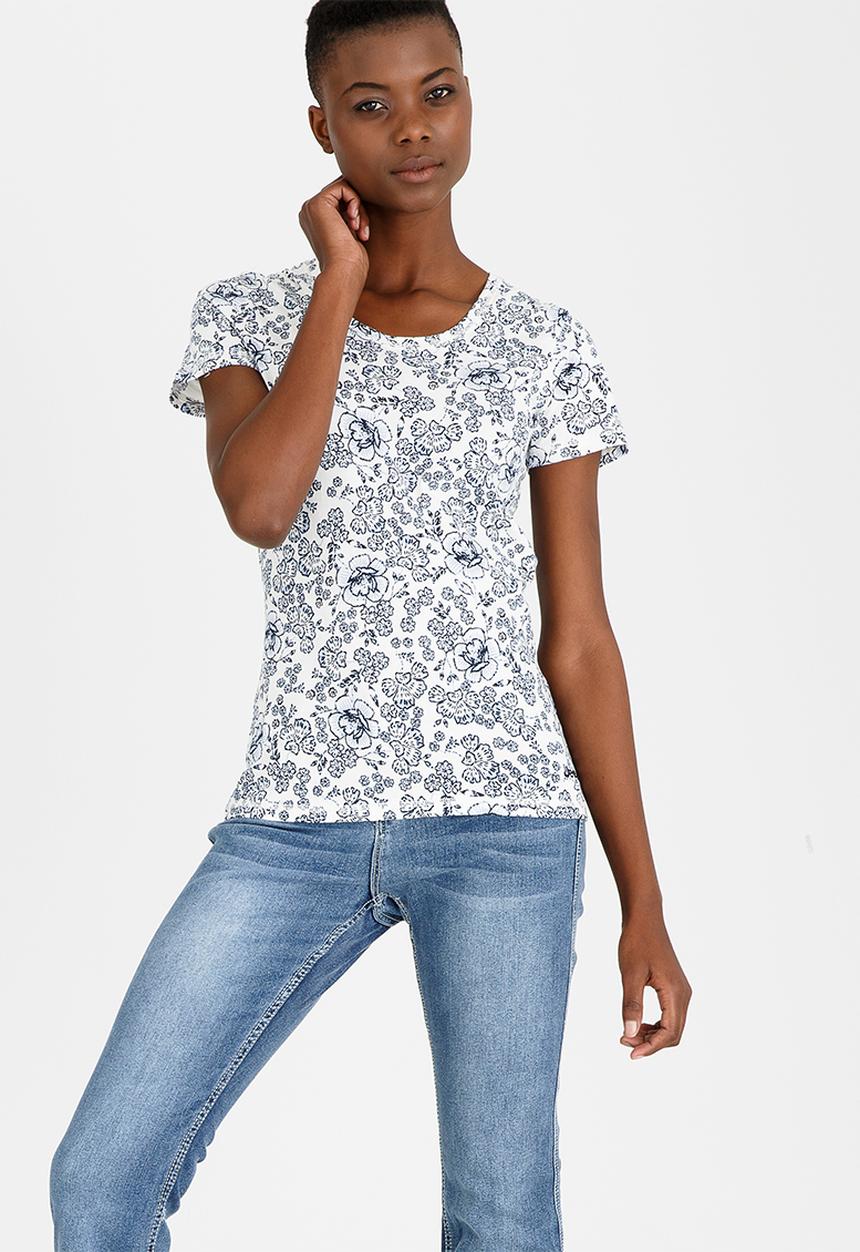 JEEP - Floral Printed Tee Blue and White