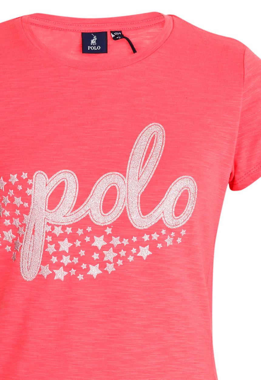 POLO - Kayla SS Glitter Printed Tee Mid Pink