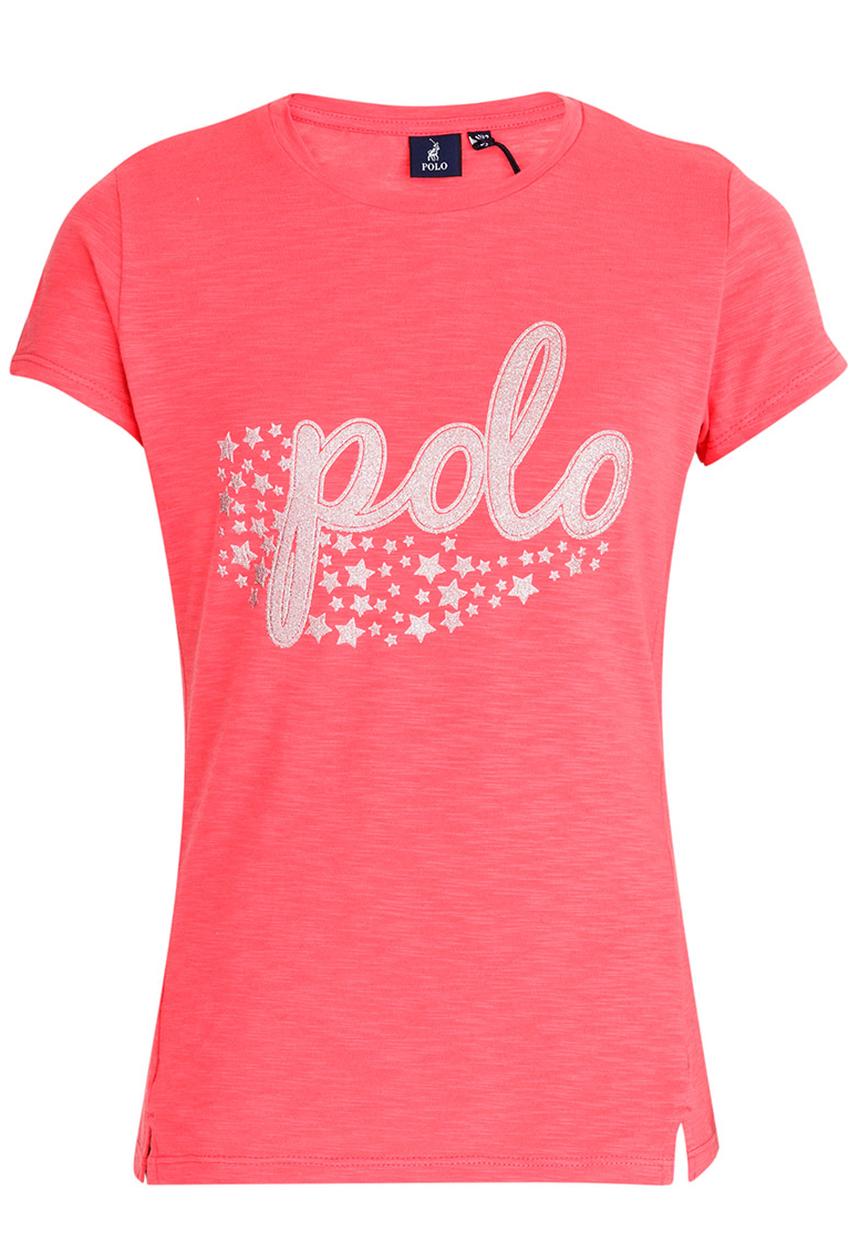 POLO - Kayla SS Glitter Printed Tee Mid Pink
