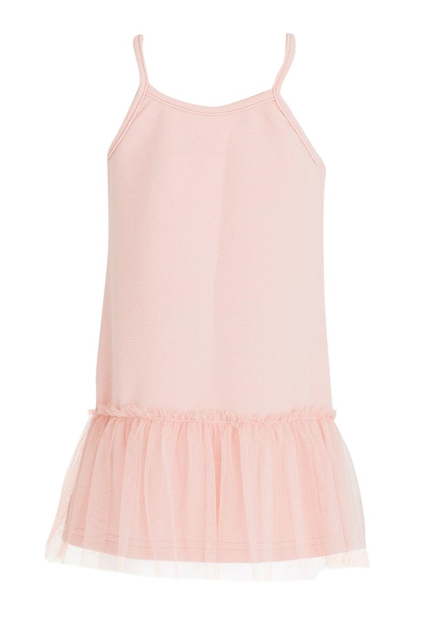 See-Saw - Dropped Waist dress with Mesh Layer Mid Pink