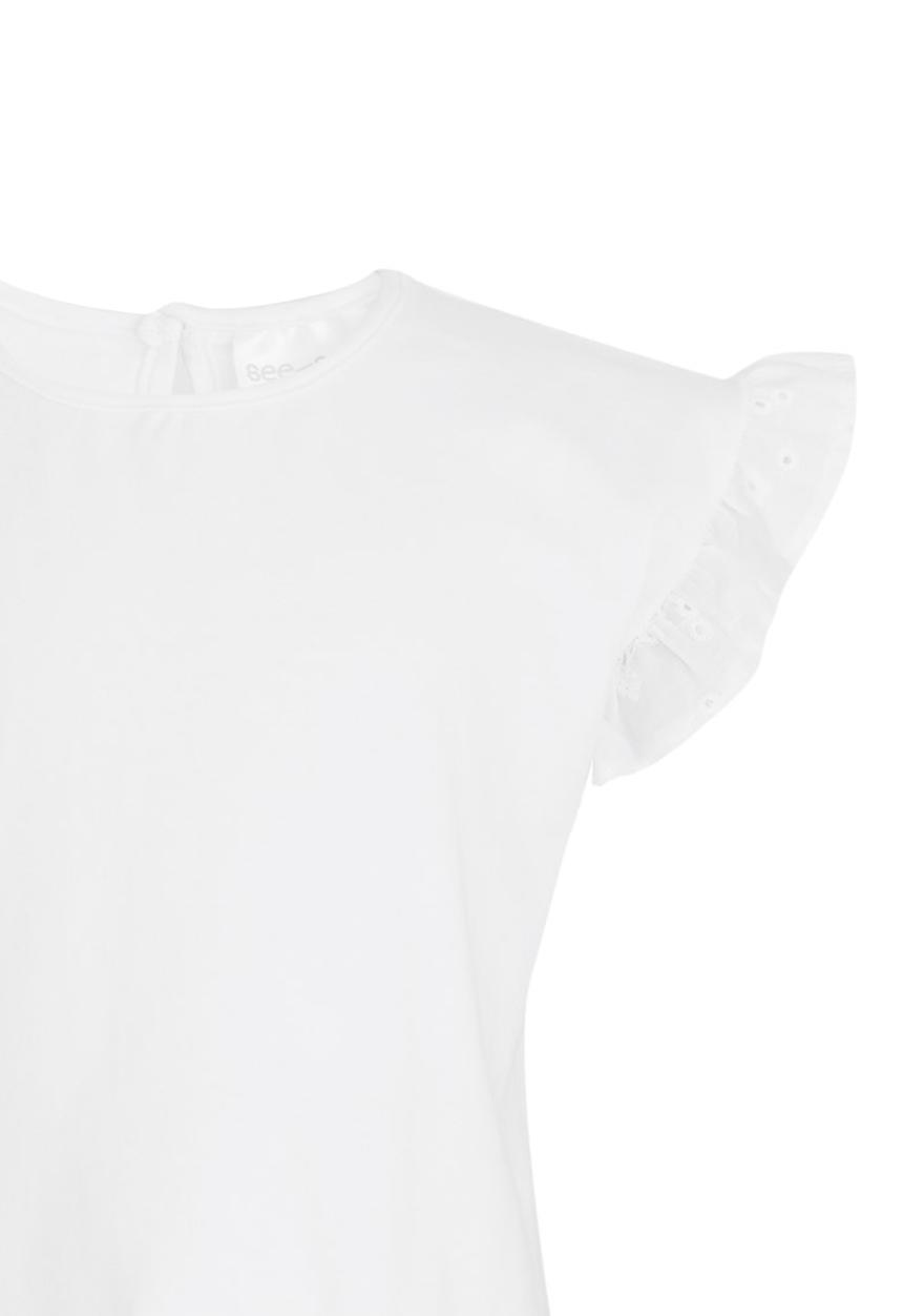 See-Saw - Tunic Top with Frill Sleeve White