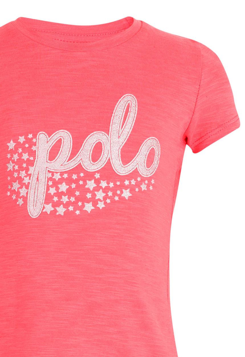 POLO - Kayla SS Glitter Printed Tee Mid Pink