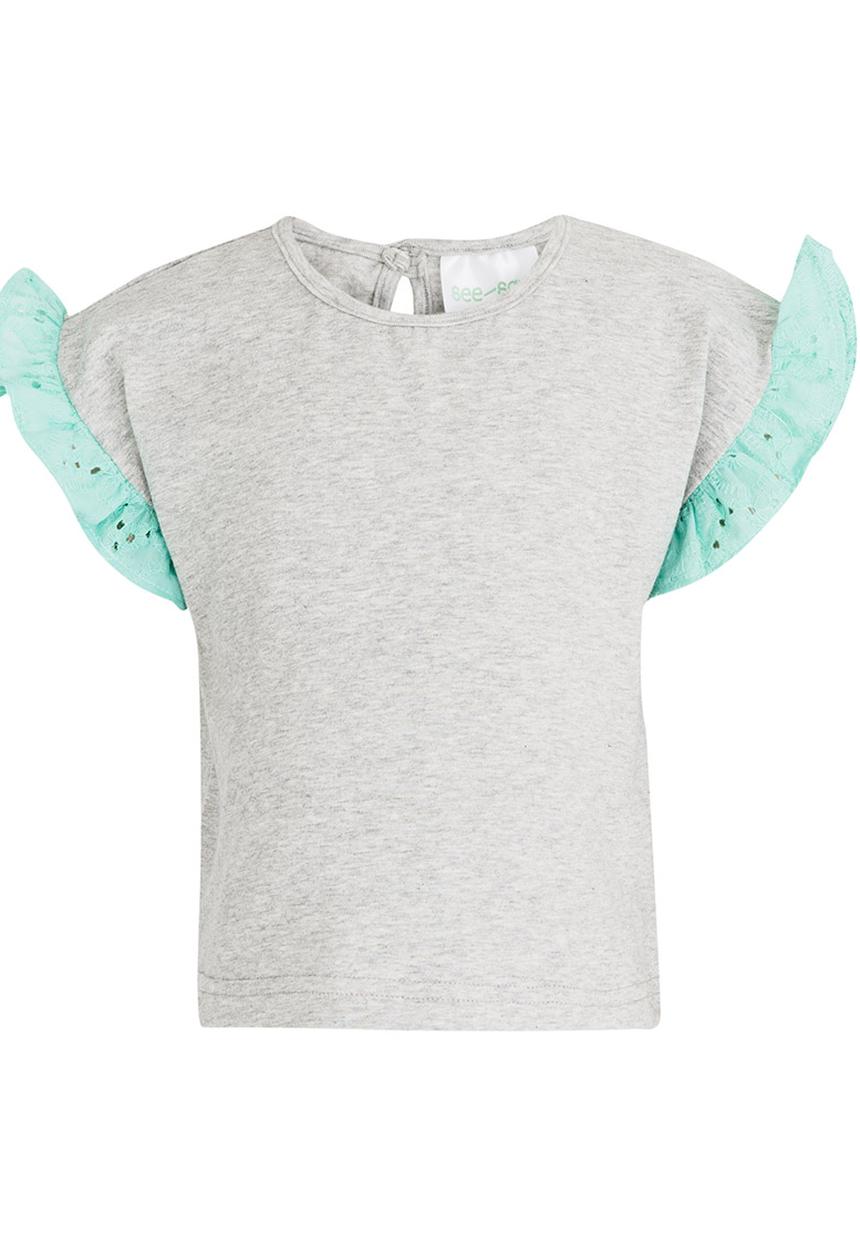 See-Saw - Tunic Top with Frill Sleeve Grey
