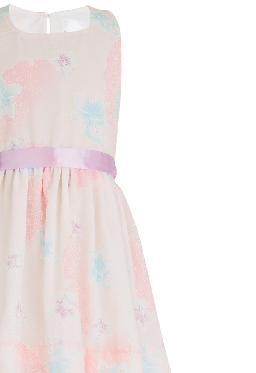 See-Saw - Cotton Princess Dress with Velour Ribbon Multi-colour