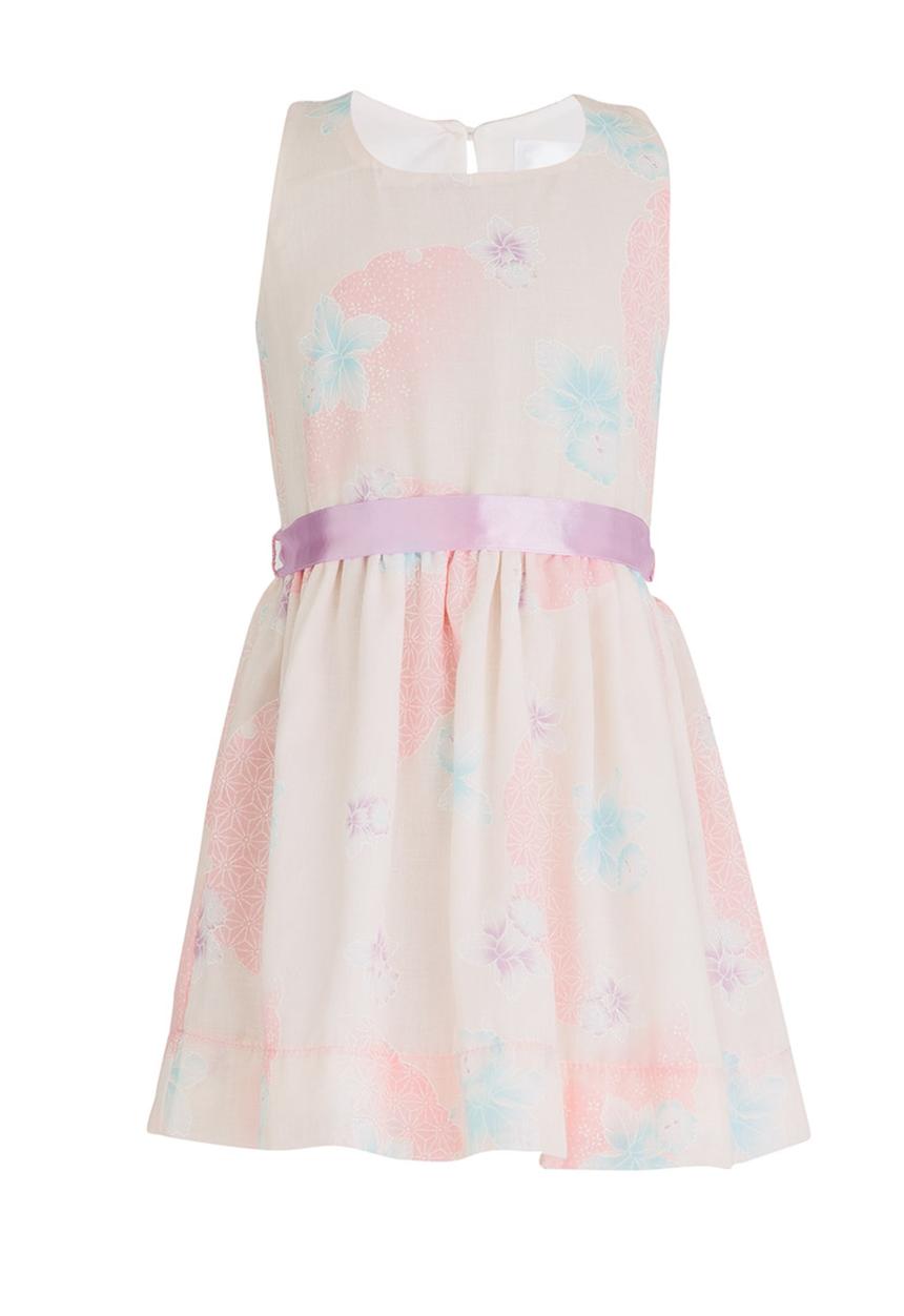See-Saw - Cotton Princess Dress with Velour Ribbon Multi-colour