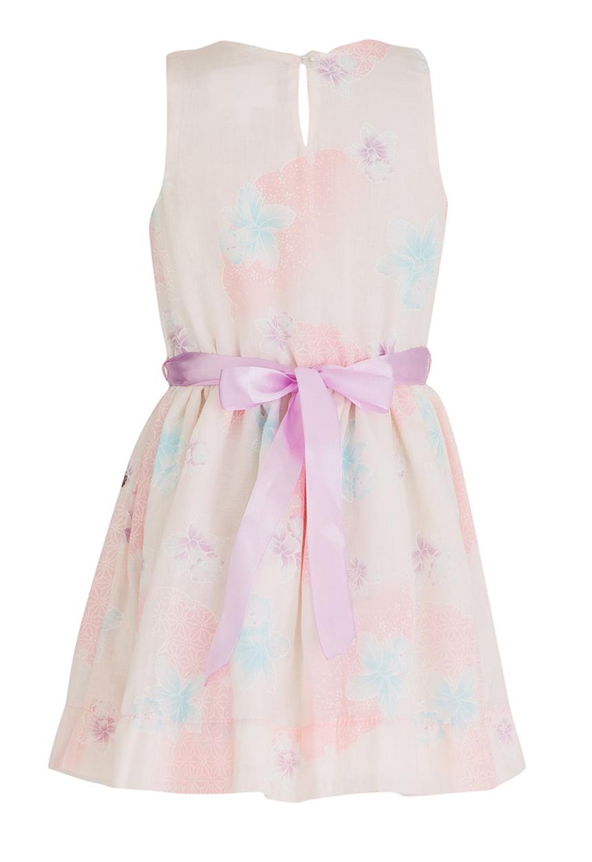 See-Saw - Cotton Princess Dress with Velour Ribbon Multi-colour