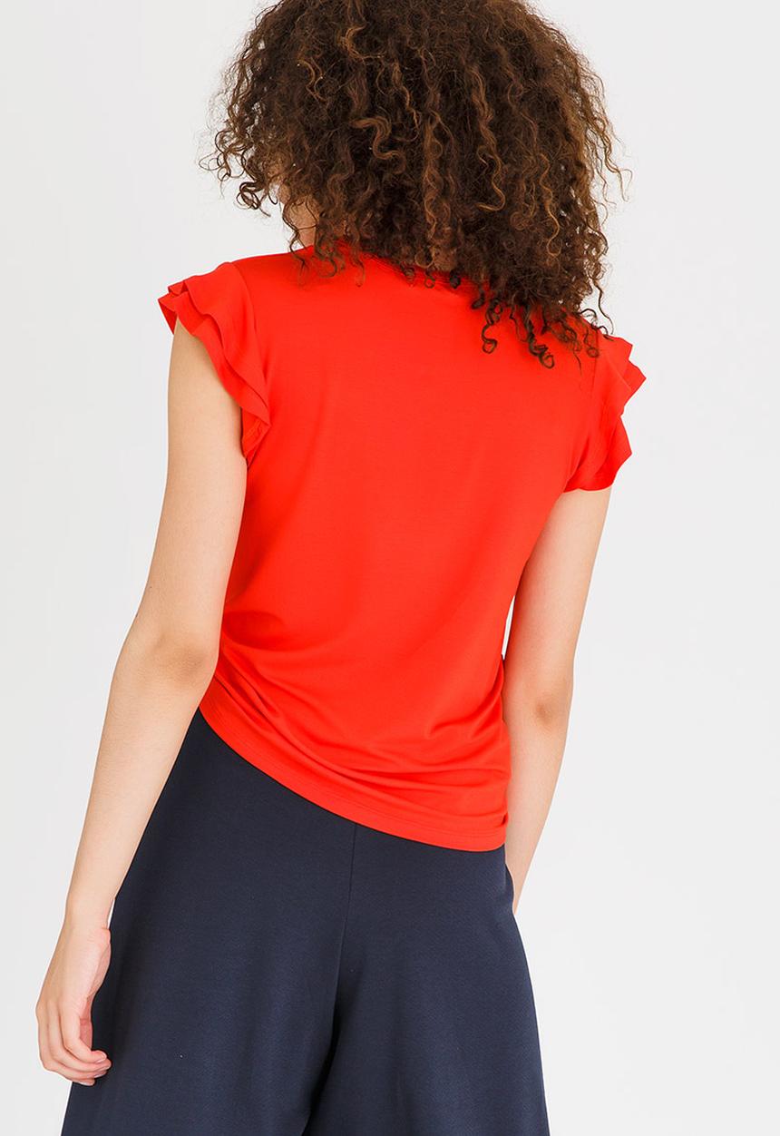edit - Knit Top with Ruffle Sleeves Orange