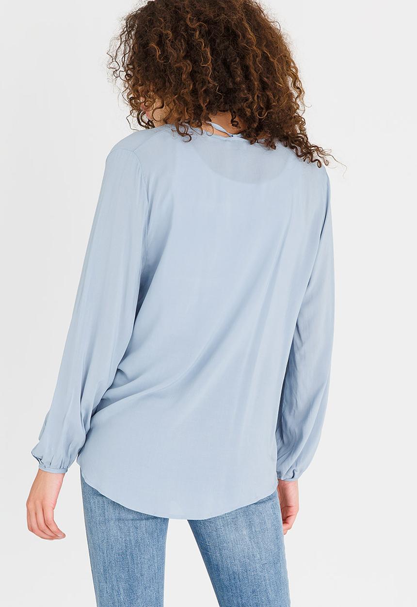 edit - Wrap Over Blouse with Front Detail Pale Blue