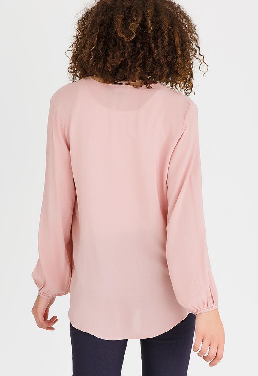 edit - Wrap Over Blouse with Front Detail Pale Pink
