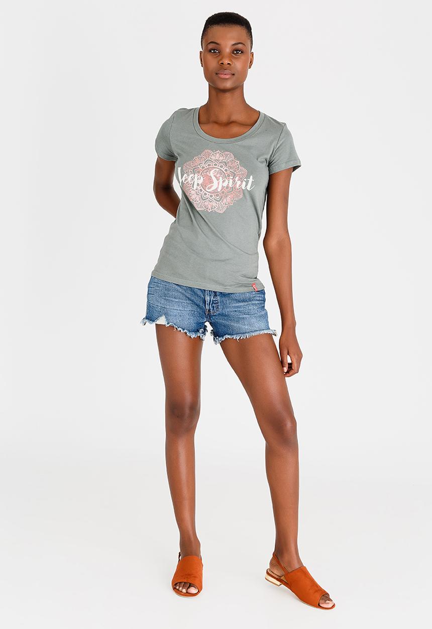 JEEP - Printed Scoop Neck Tee Khaki Green