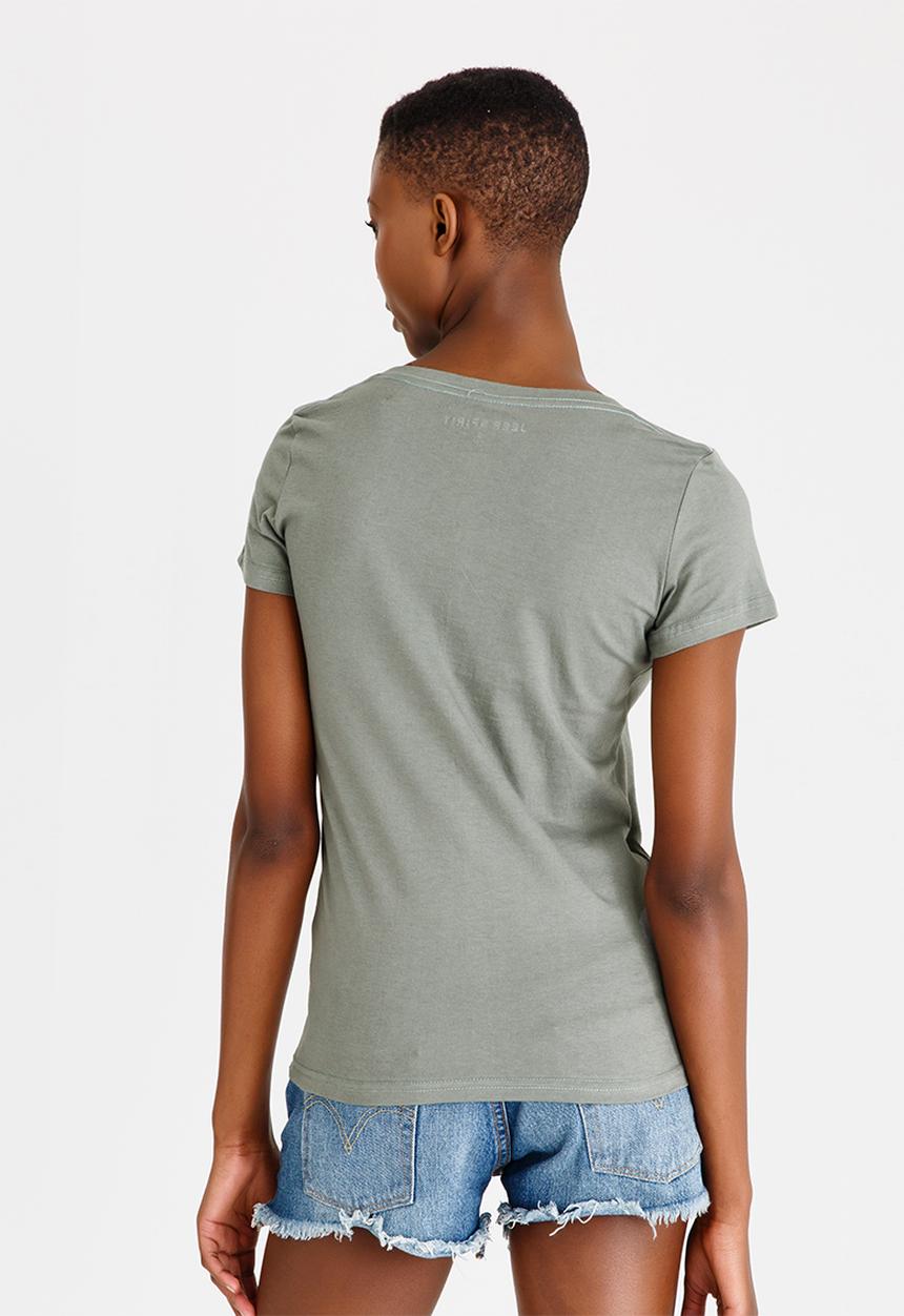 JEEP - Printed Scoop Neck Tee Khaki Green