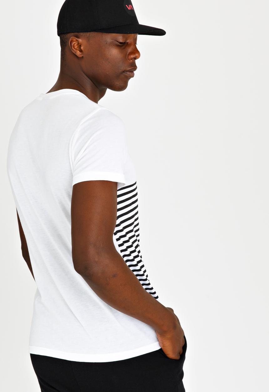 Unruly - Diagonal Stripe Tee White
