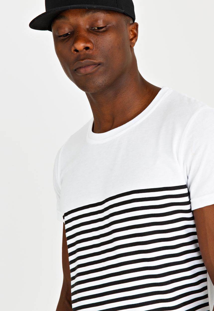 Unruly - Diagonal Stripe Tee White