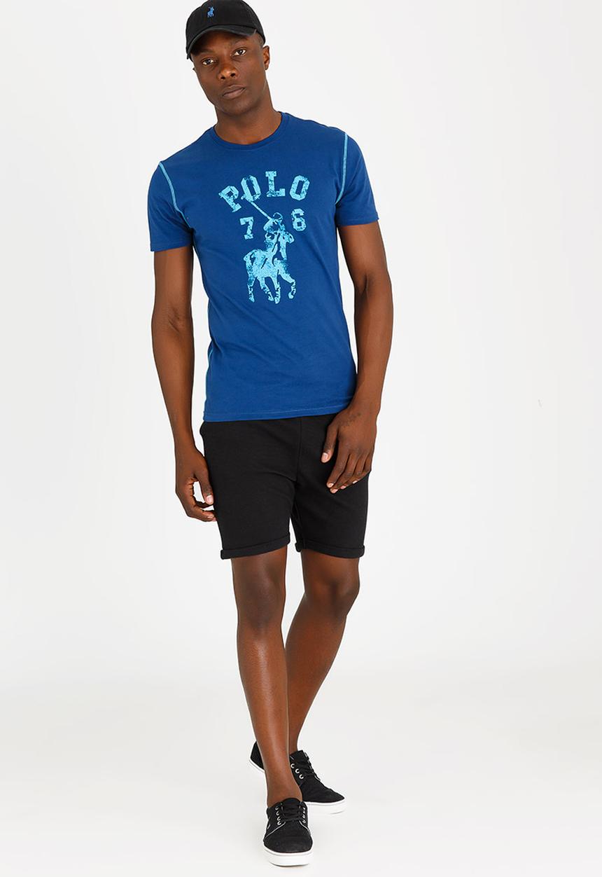 POLO - Distressed Print T Shirt Dark Blue