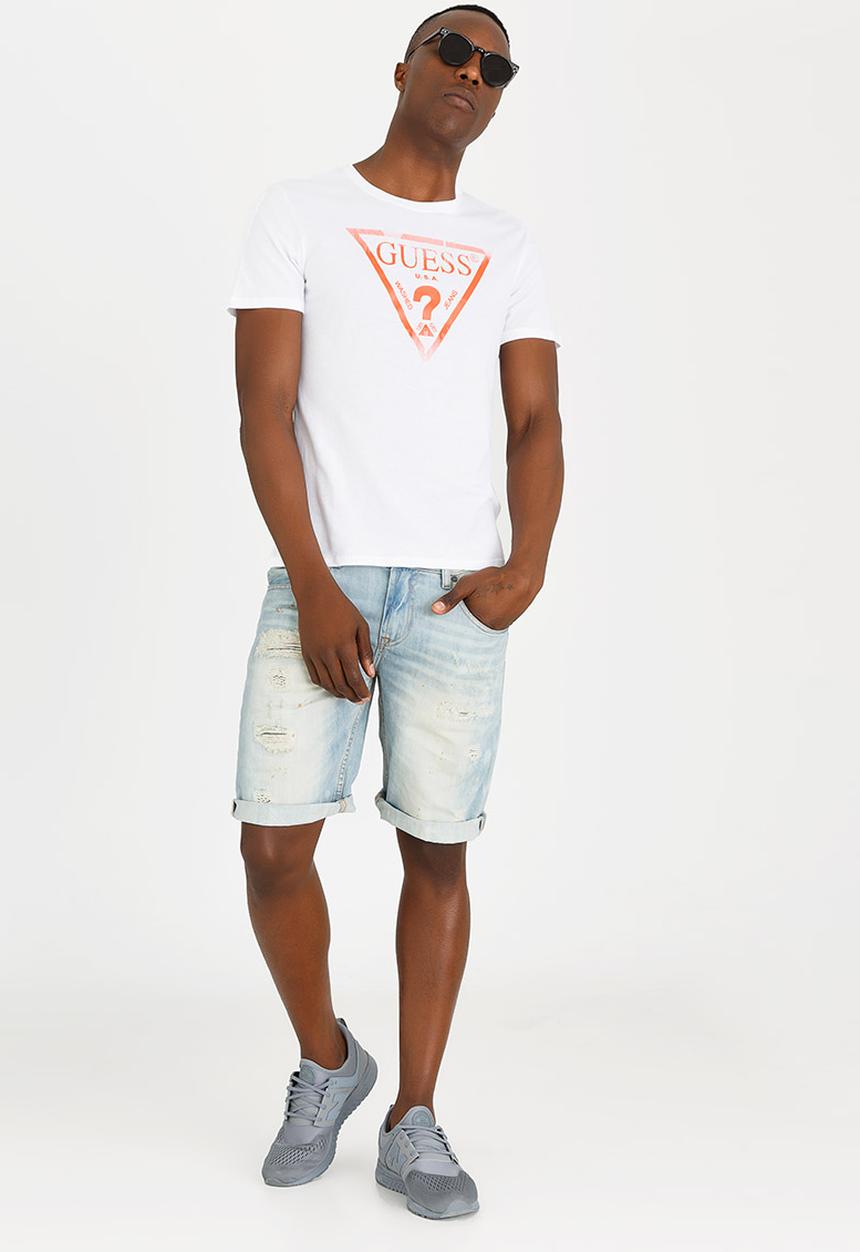 GUESS - Basic Liner Logo Crew Tee White