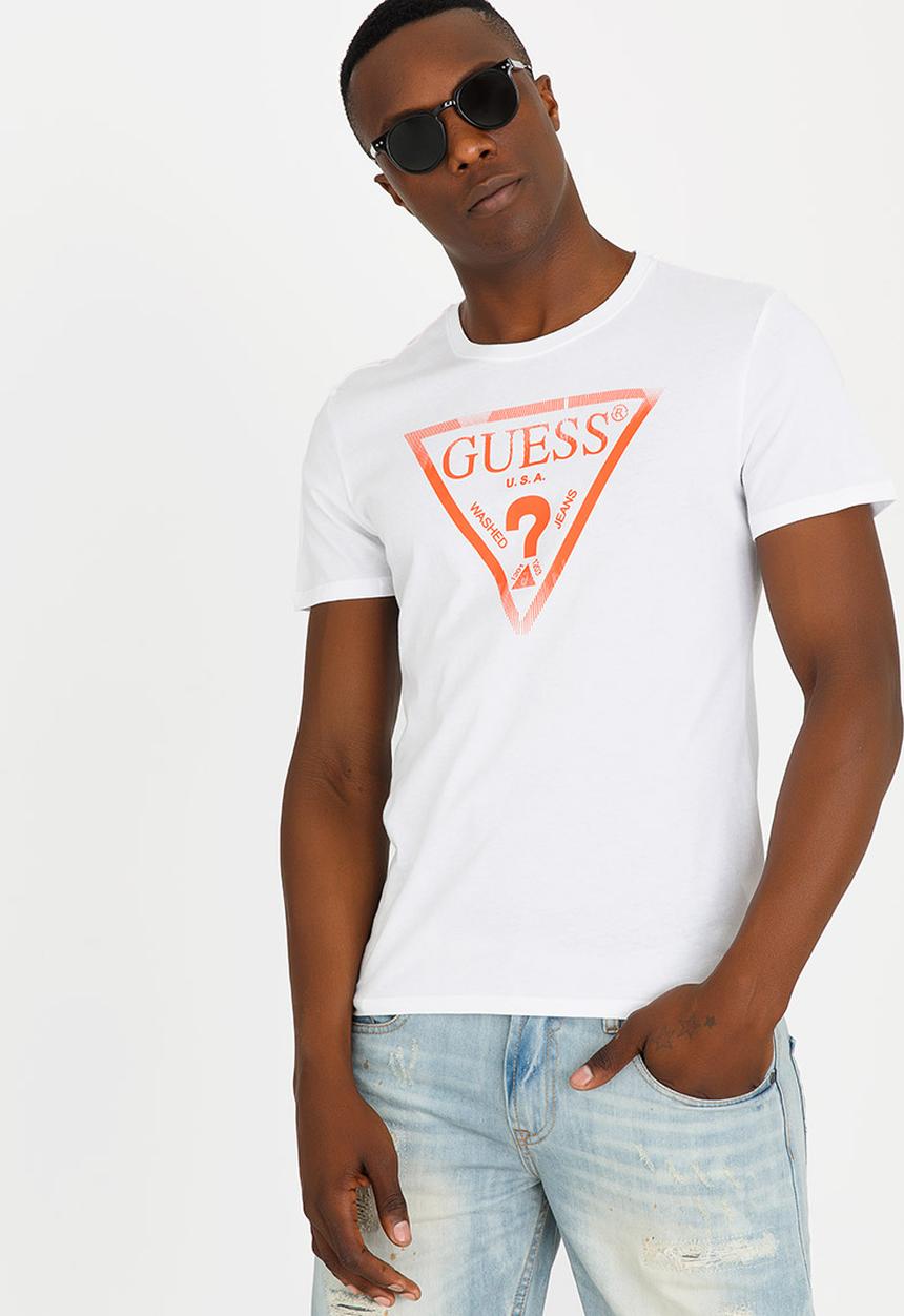 GUESS - Basic Liner Logo Crew Tee White