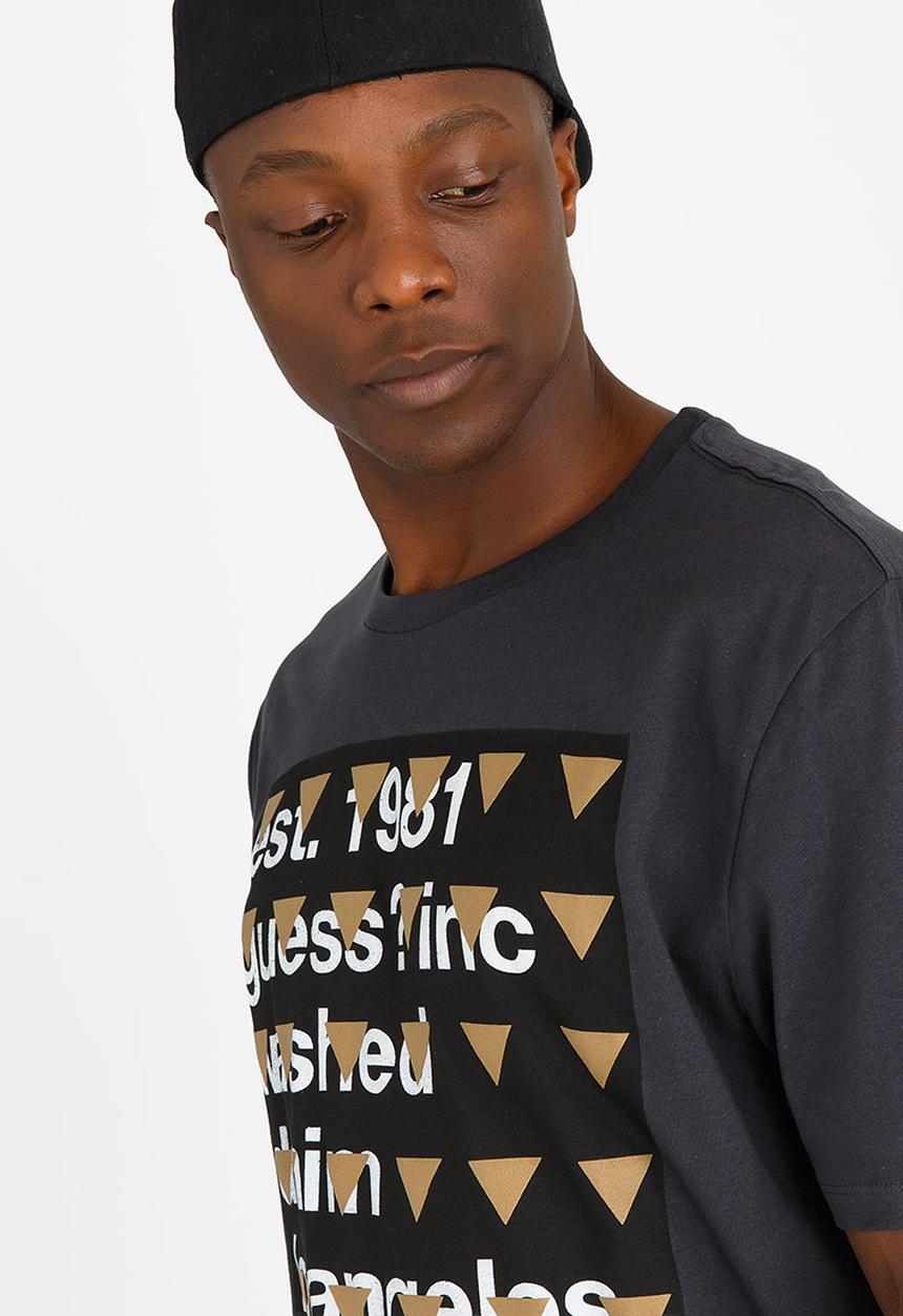 GUESS - Basic Pattern Tri Crew Tee Charcoal
