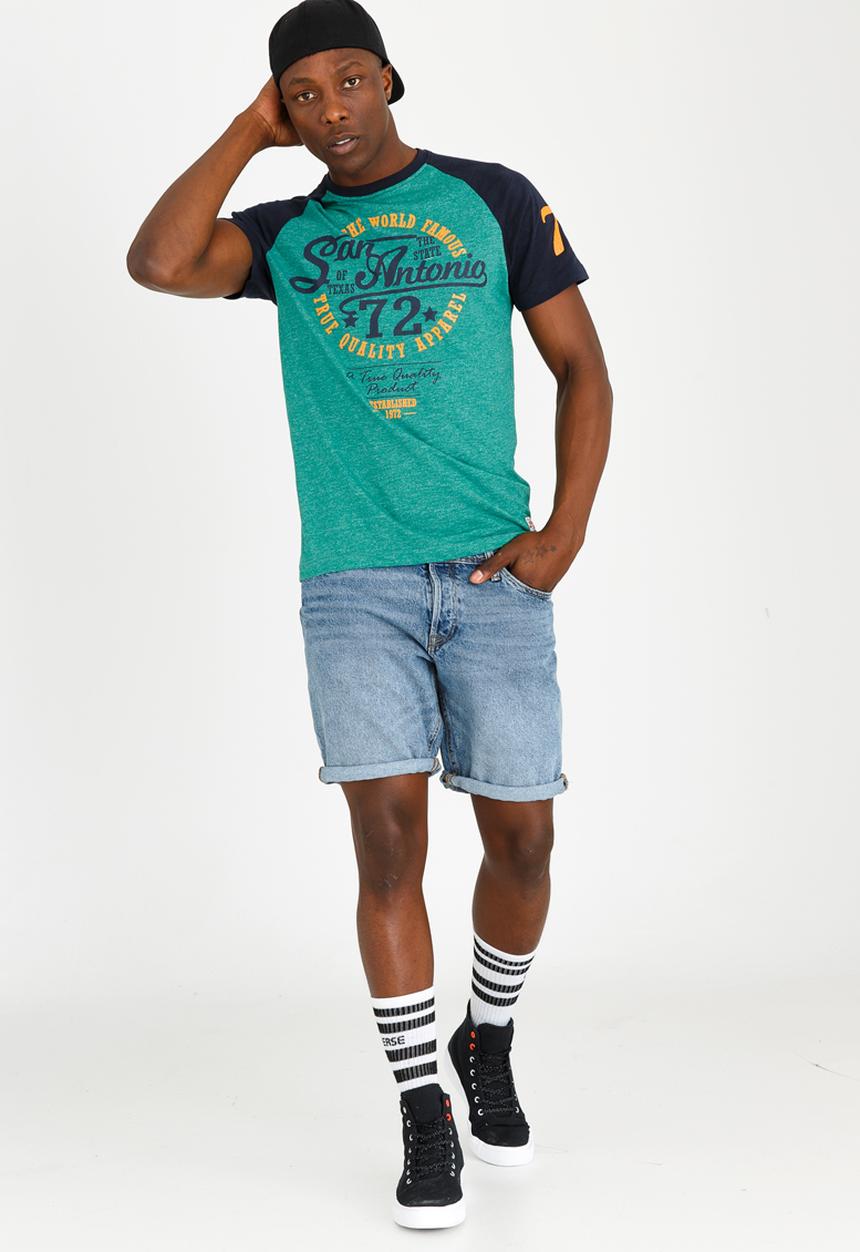 Brave Soul - Antonio Printed Tee Green