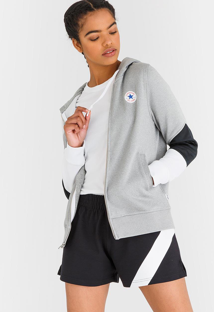 Converse - Blocked Full Zip Hoody Pale Grey