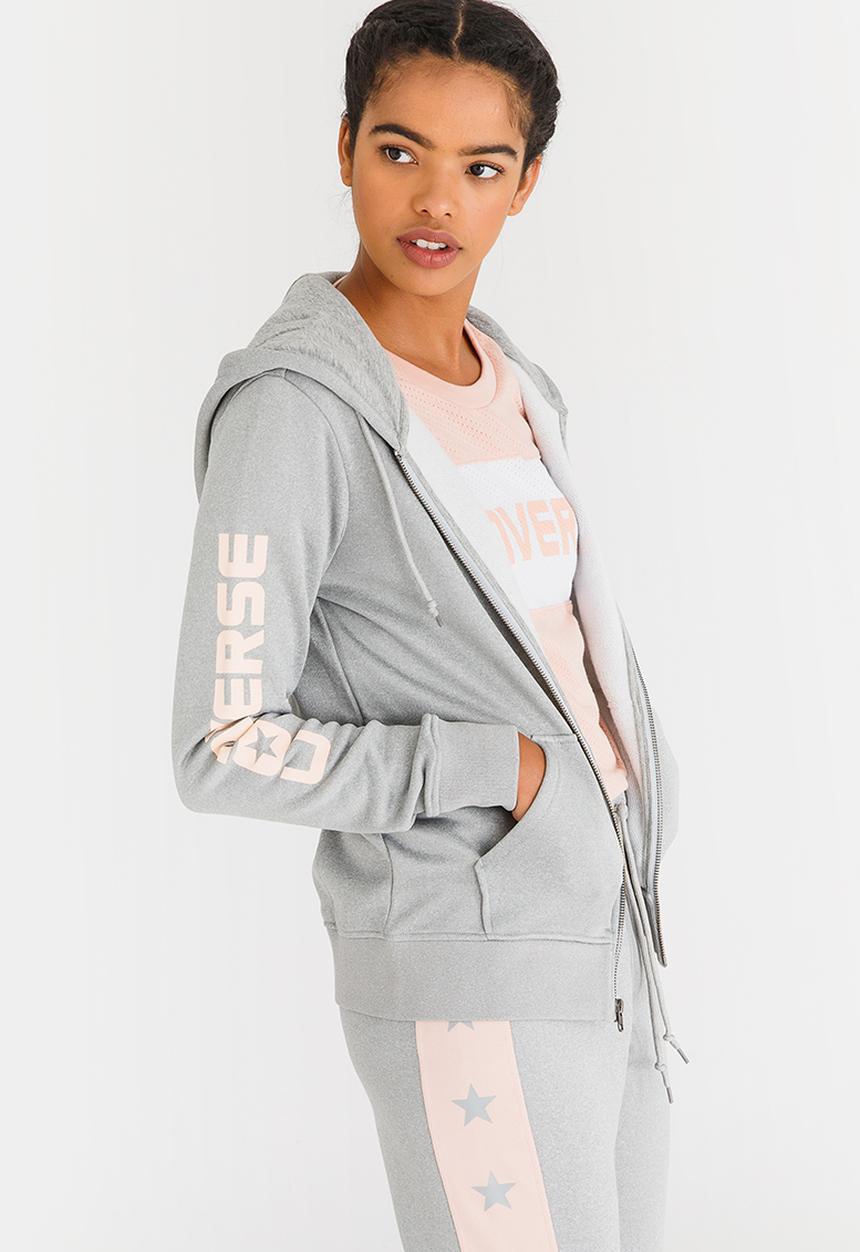 Converse - Star Print CP Full Zip Hoody Pale Grey