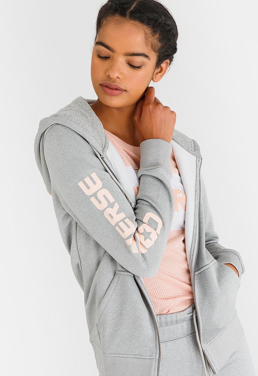 Converse - Star Print CP Full Zip Hoody Pale Grey