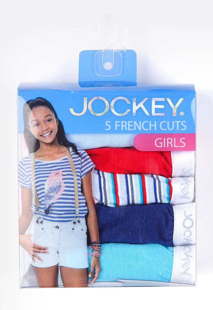 Jockey - 5 Pk girls plain french cut  - multi