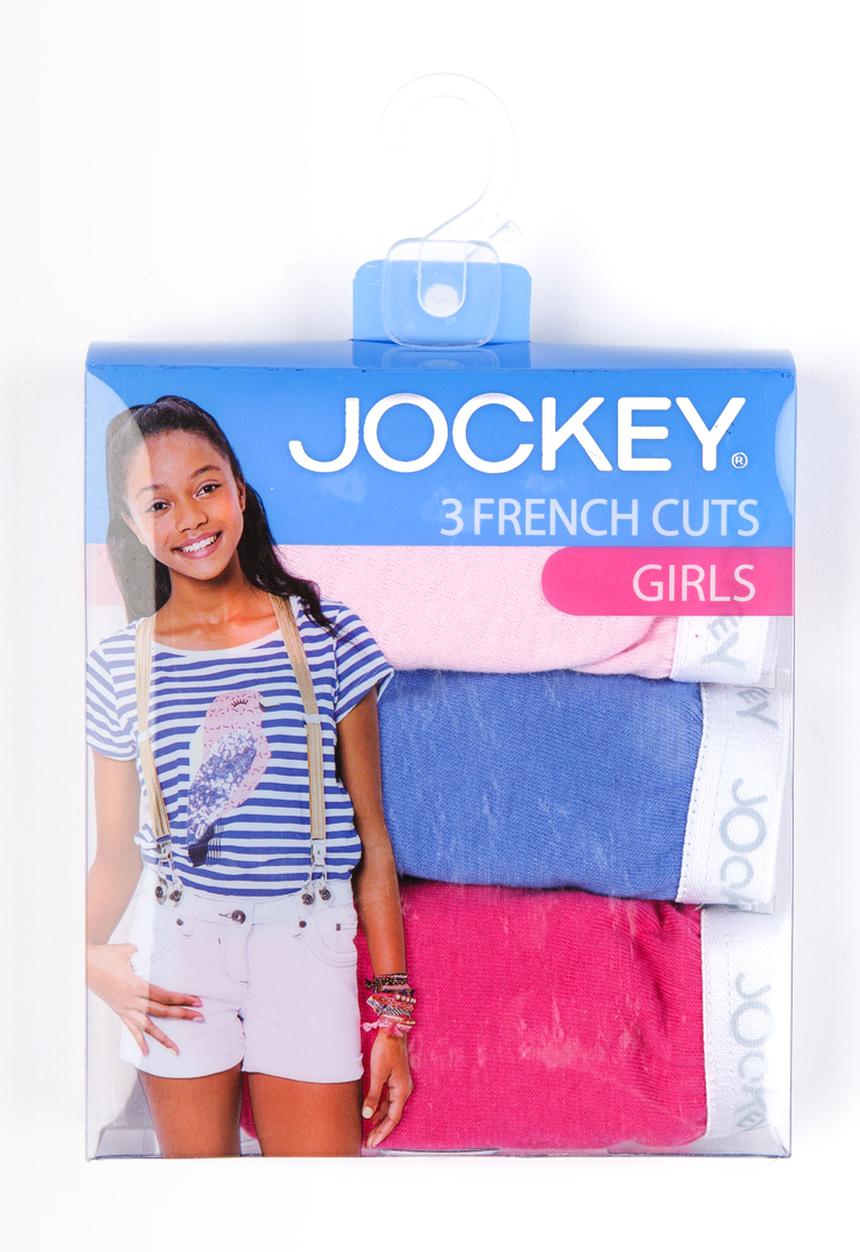 Jockey - 3 PK Girls Plain French Cut Multi-colour