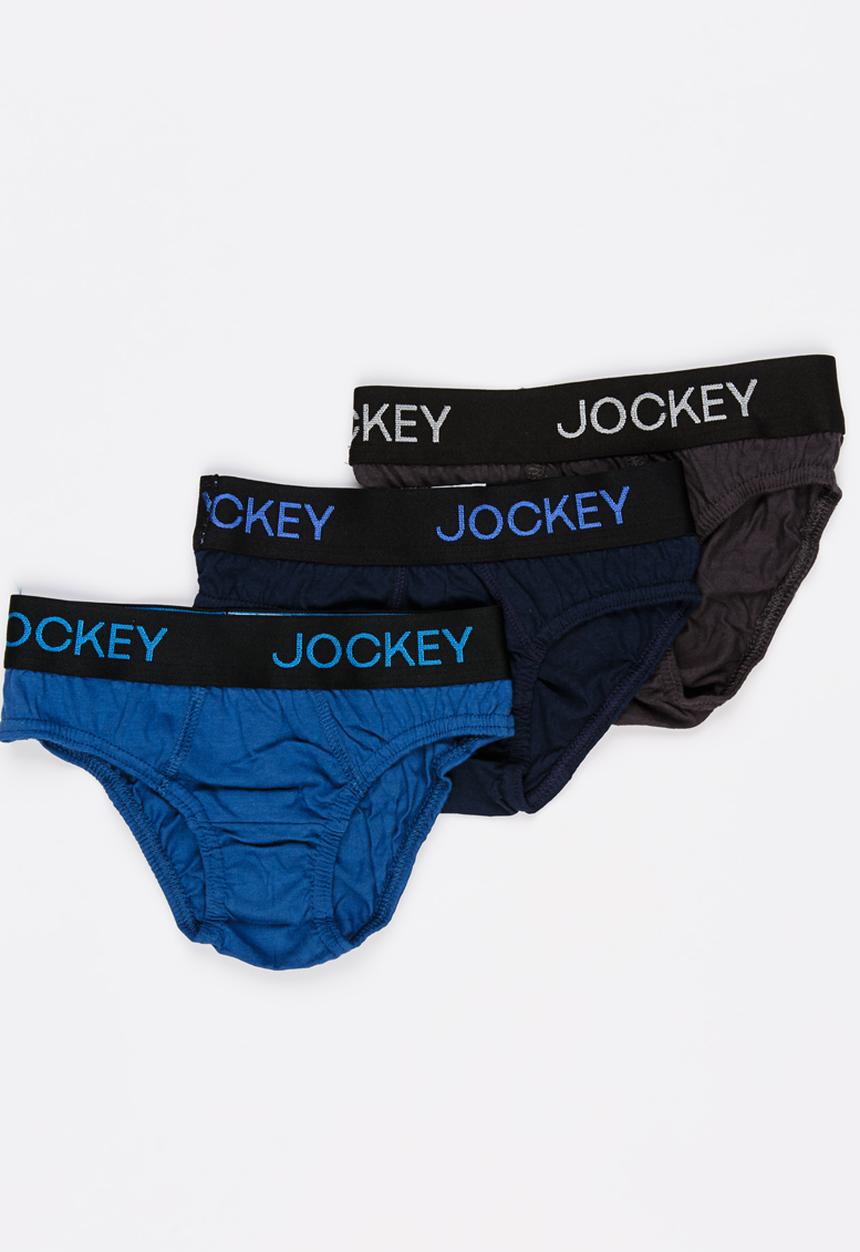Jockey - 3 PK Plain Boys Jockey Brief Multi-colour