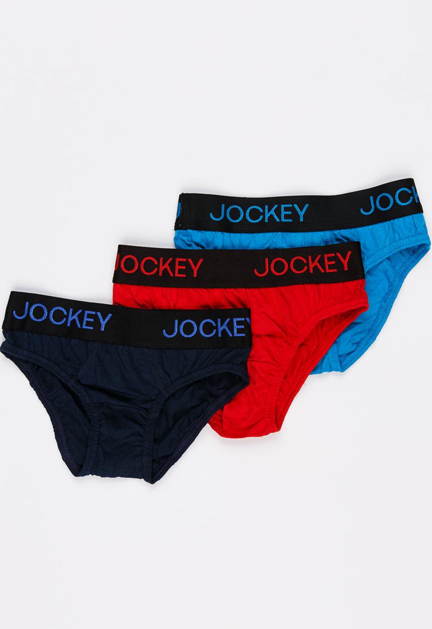 Jockey - 3 PK Plain Boys Jockey Brief Multi-colour
