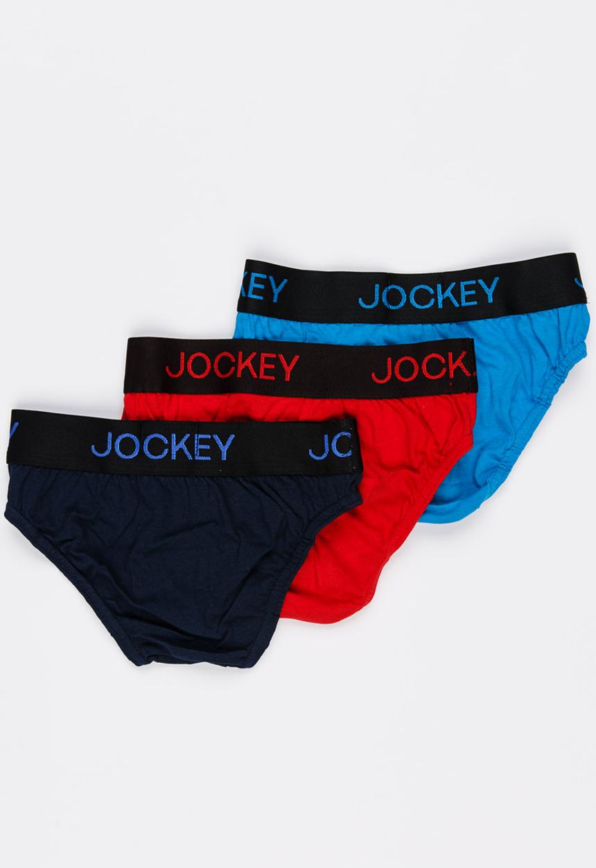 Jockey - 3 PK Plain Boys Jockey Brief Multi-colour