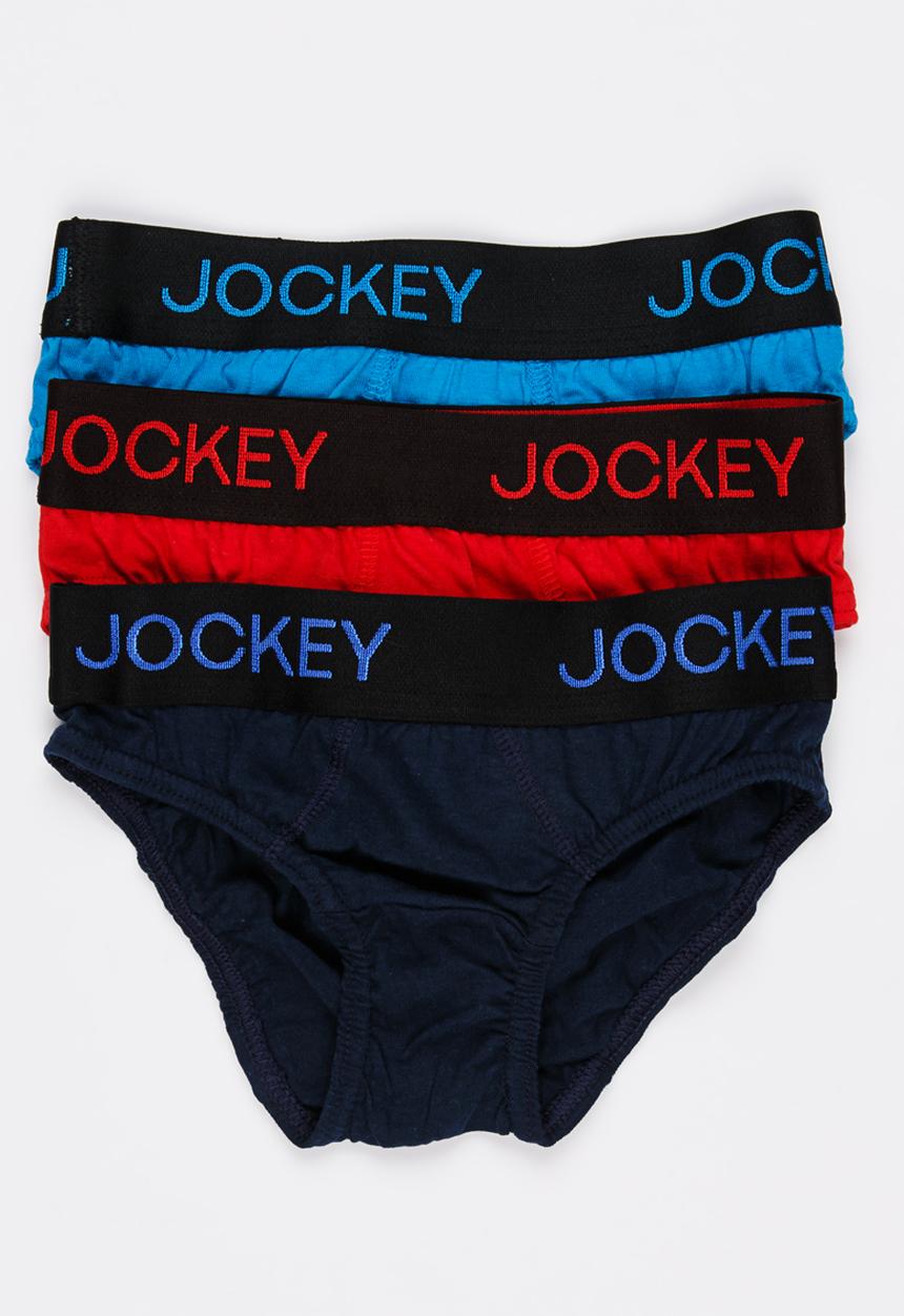 Jockey - 3 PK Plain Boys Jockey Brief Multi-colour