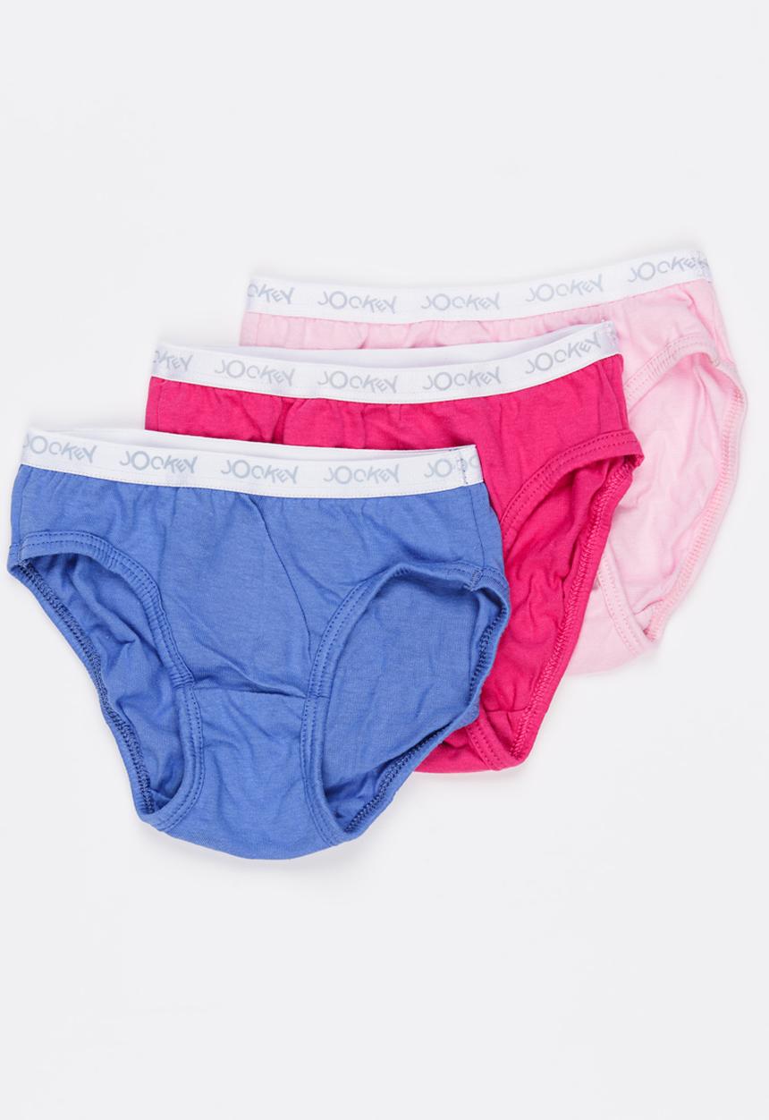 Jockey - 3 PK Girls Plain French Cut Multi-colour