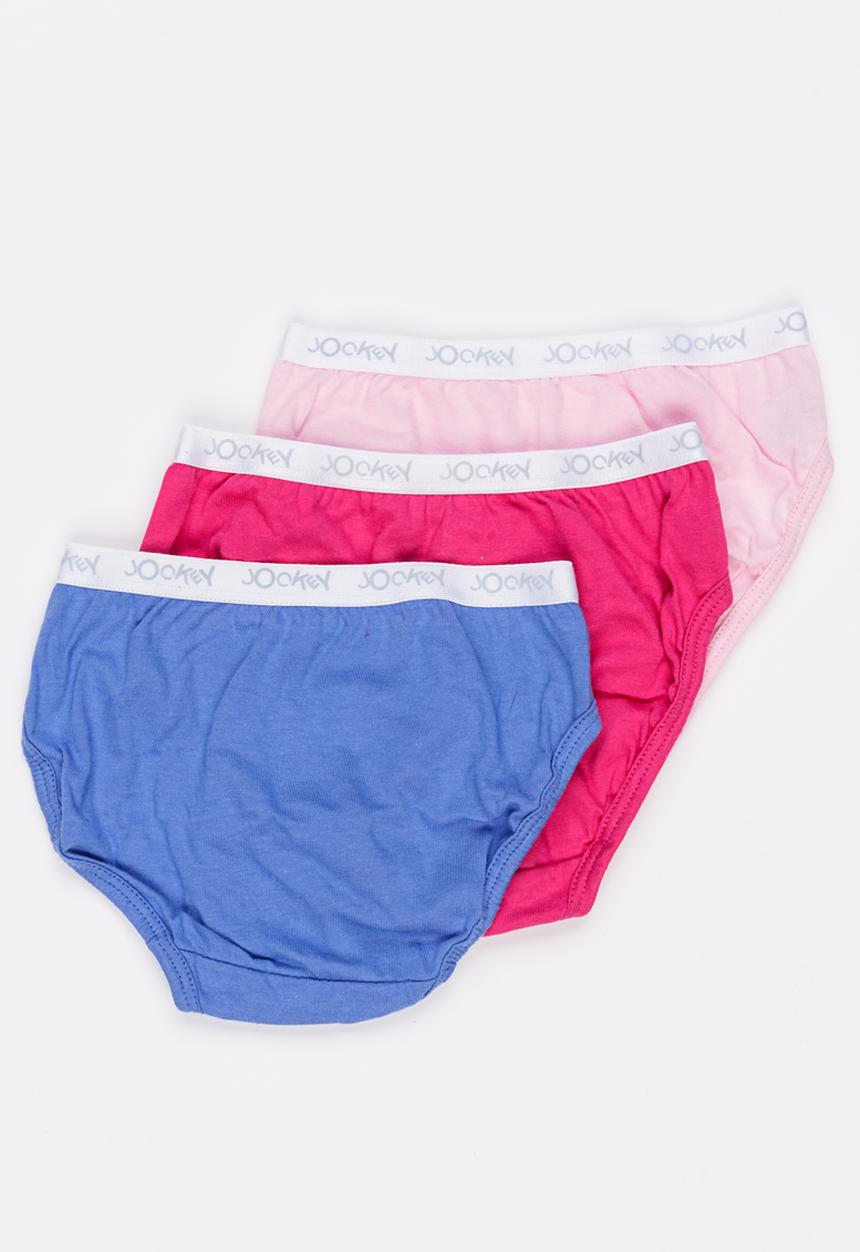 Jockey - 3 PK Girls Plain French Cut Multi-colour